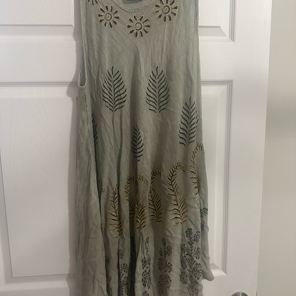 Gray and Gold Leaf Patterned dress